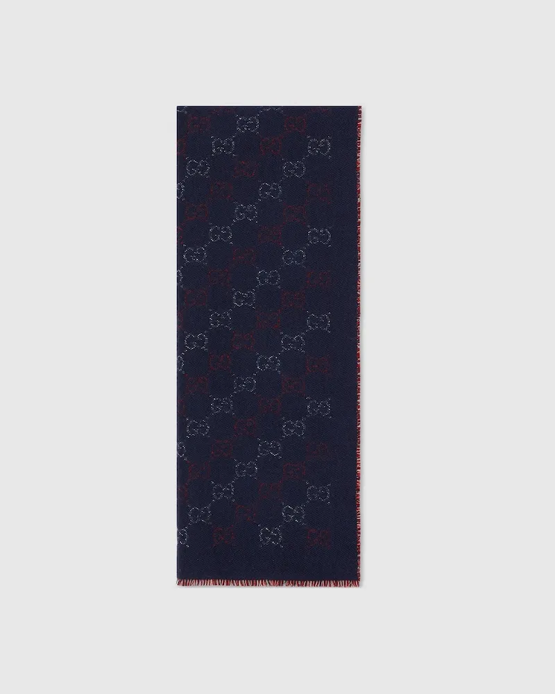 Gucci Schal aus GG Wolljacquard Blau