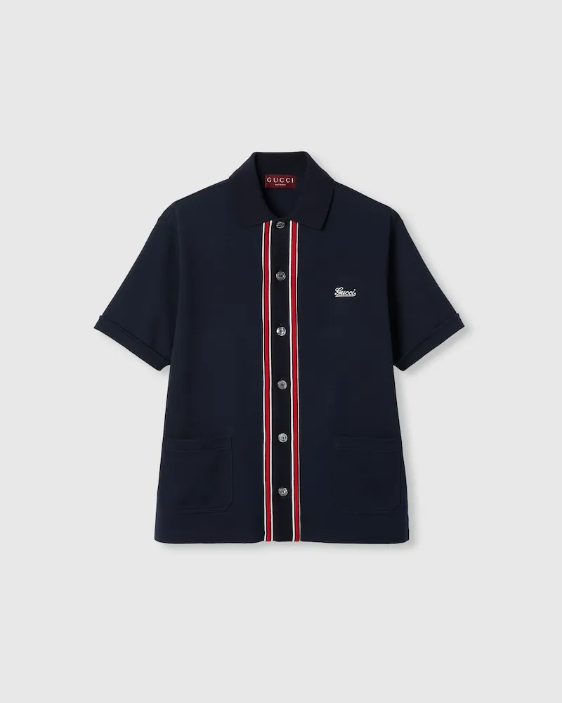 Gucci Poloshirt Aus Baumwolljersey Blau