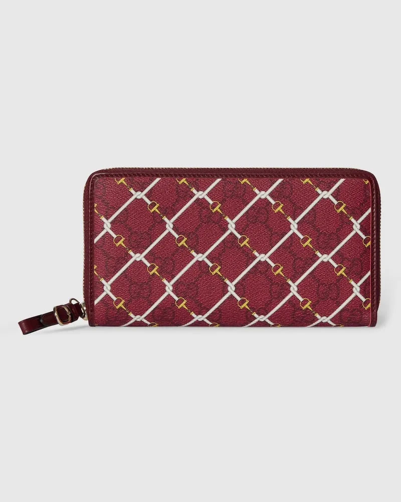Gucci GG Brieftasche Mit Rundumreißverschluss Und Print Bordeauxrot