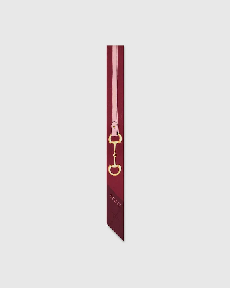 Gucci Ruban En Twill De Soie Imprimé Rouge