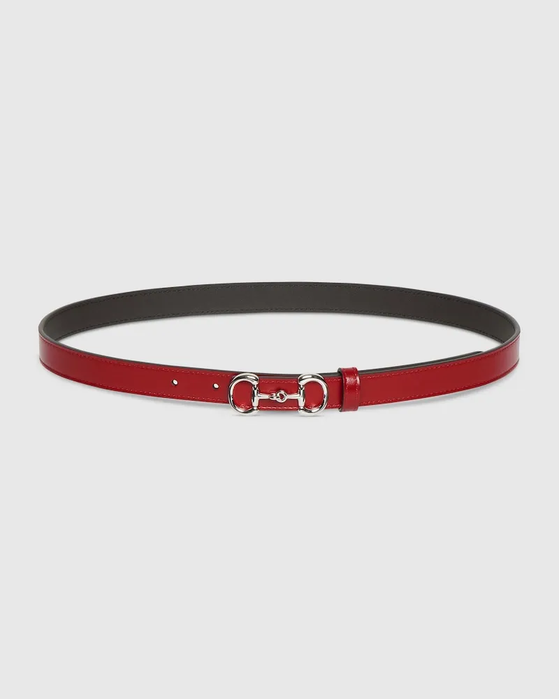 Gucci Schmaler Gürtel mit Horsebit-Schnalle Rot