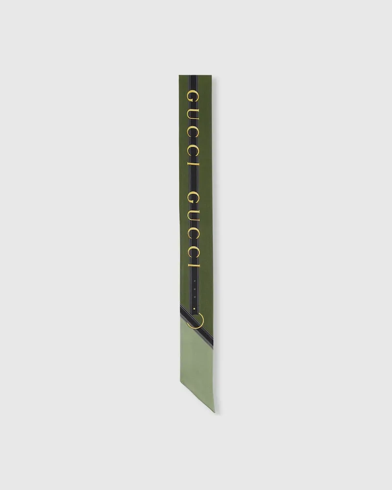 Gucci Band aus Seidentwill Mit Print Grün