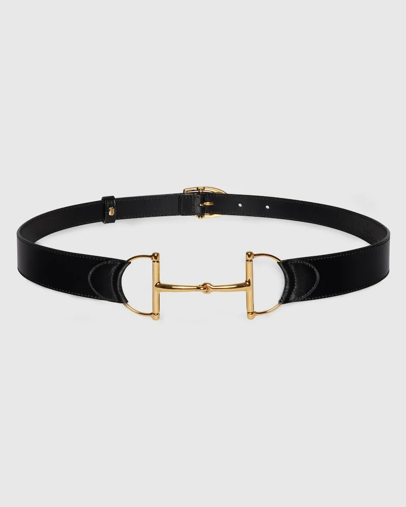 Gucci Gürtel Mit Übergroßem Horsebit, Größe 95 Schwarz