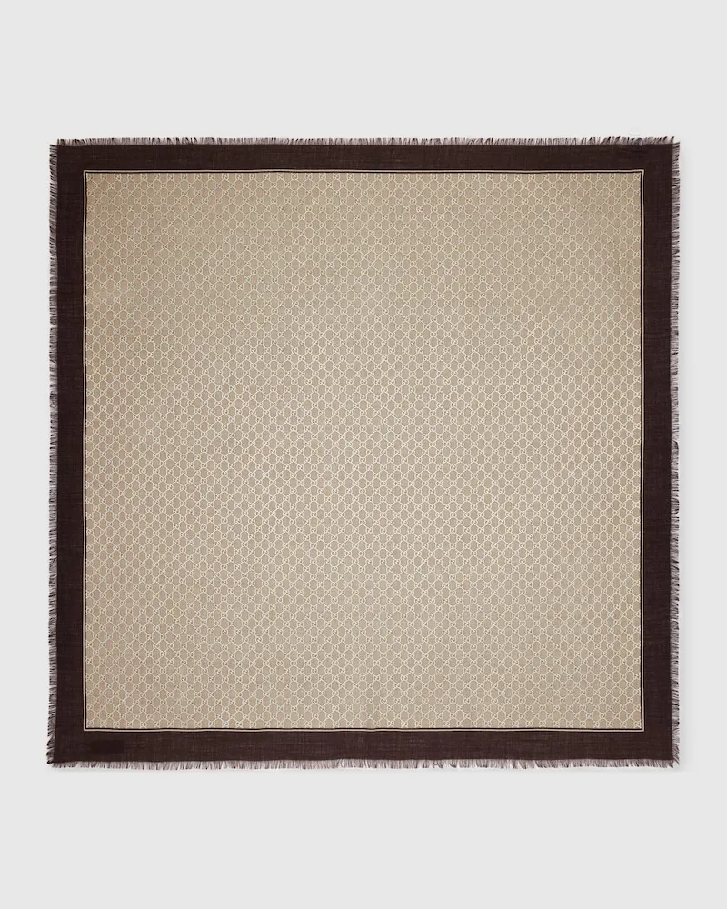 Gucci Halstuch aus Wolle Mit Laminiertem GG Motiv Beige
