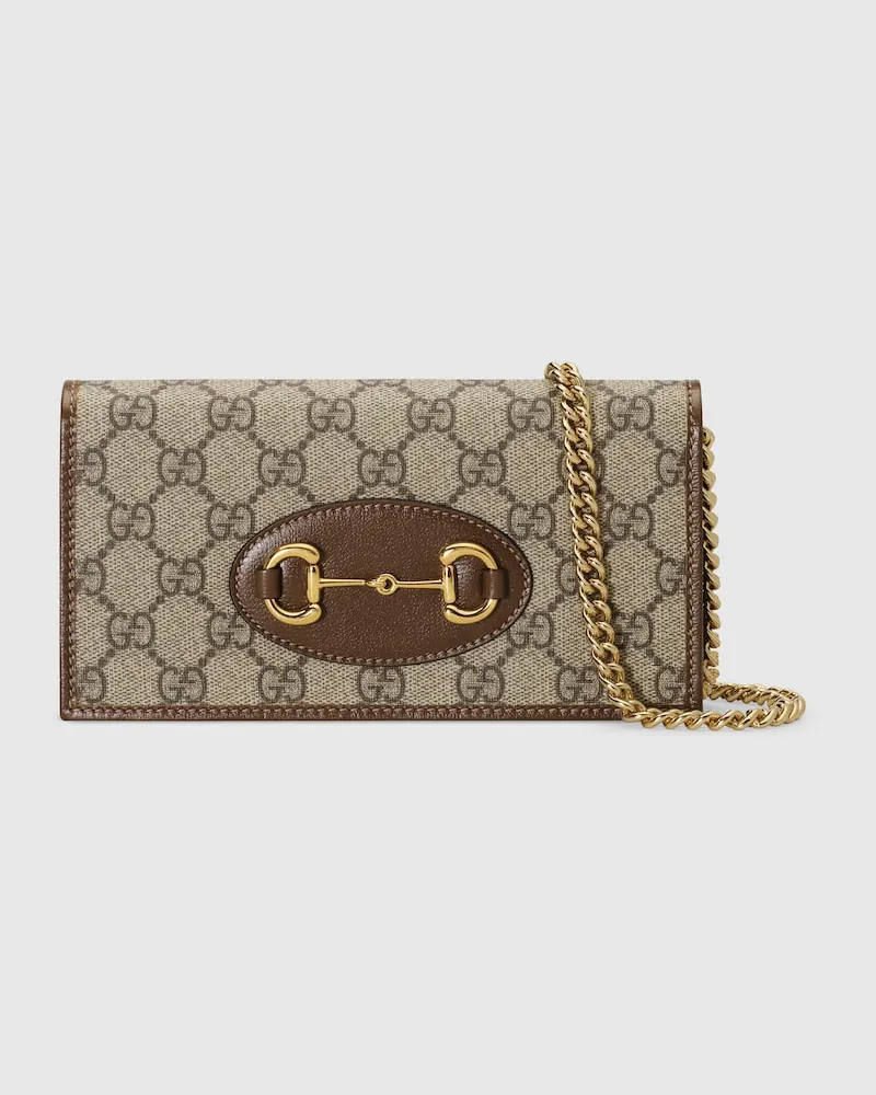 Gucci Horsebit 1955 Brieftasche Mit Kettenriemen Beige