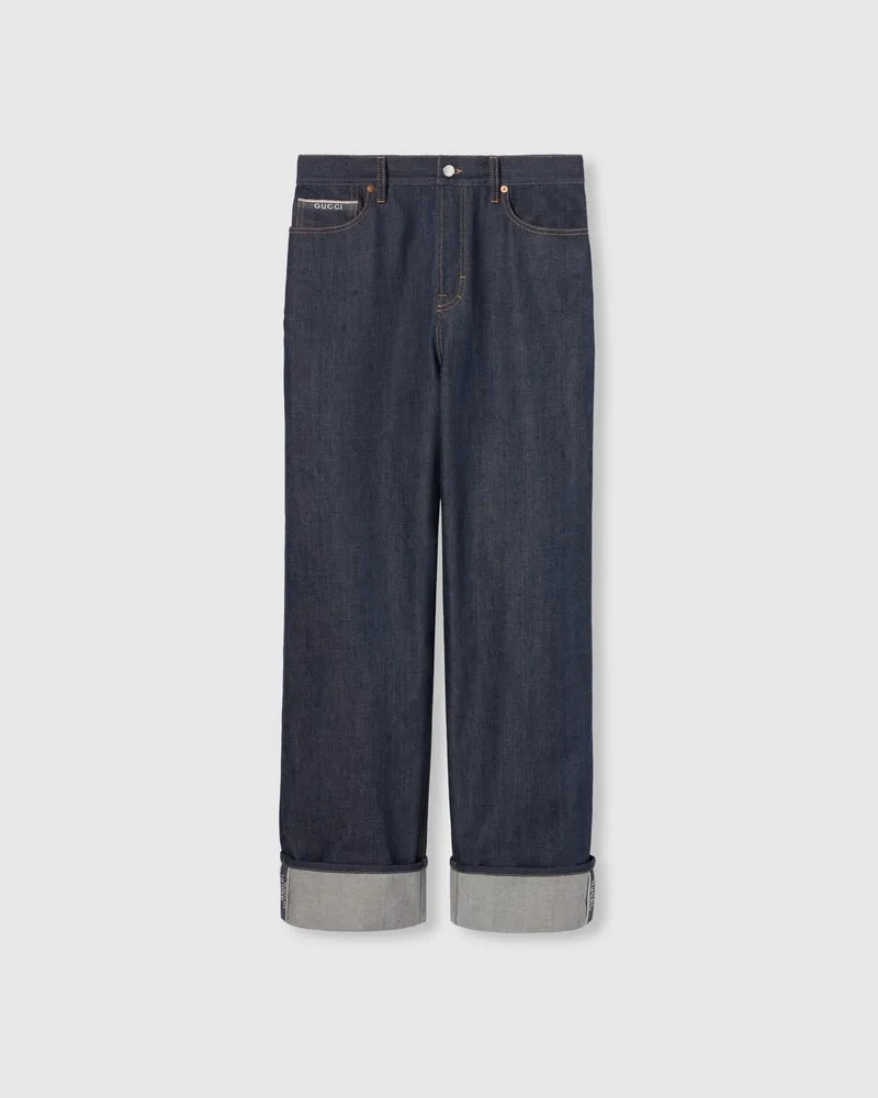 Gucci Hose aus Denim Mit Webkante, Größe Blau