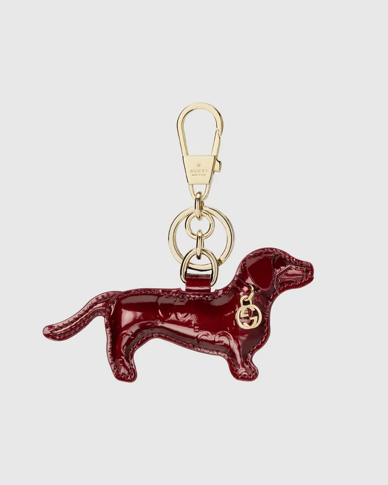 Gucci Taschenanhänger In Hundeform Bordeauxrot