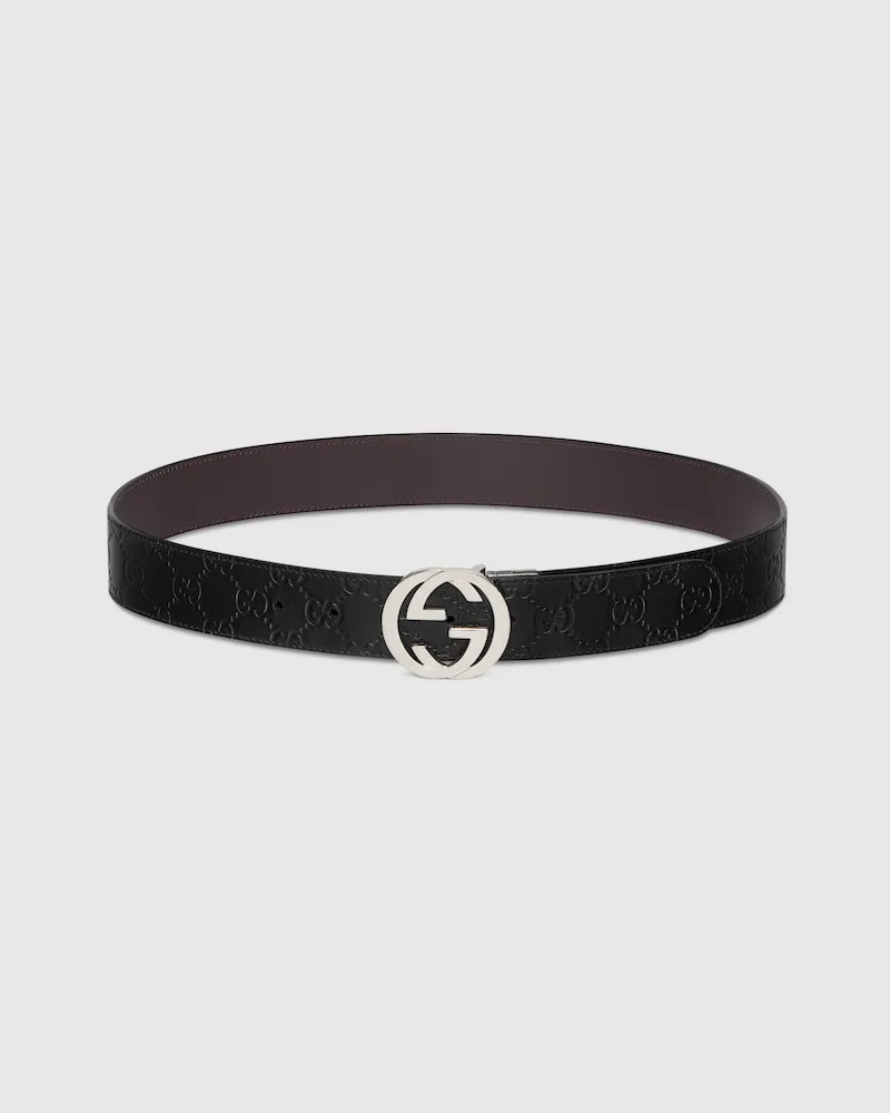 Gucci Wendbarer Gürtel Mit GG Schnalle, Größe 95 Braun
