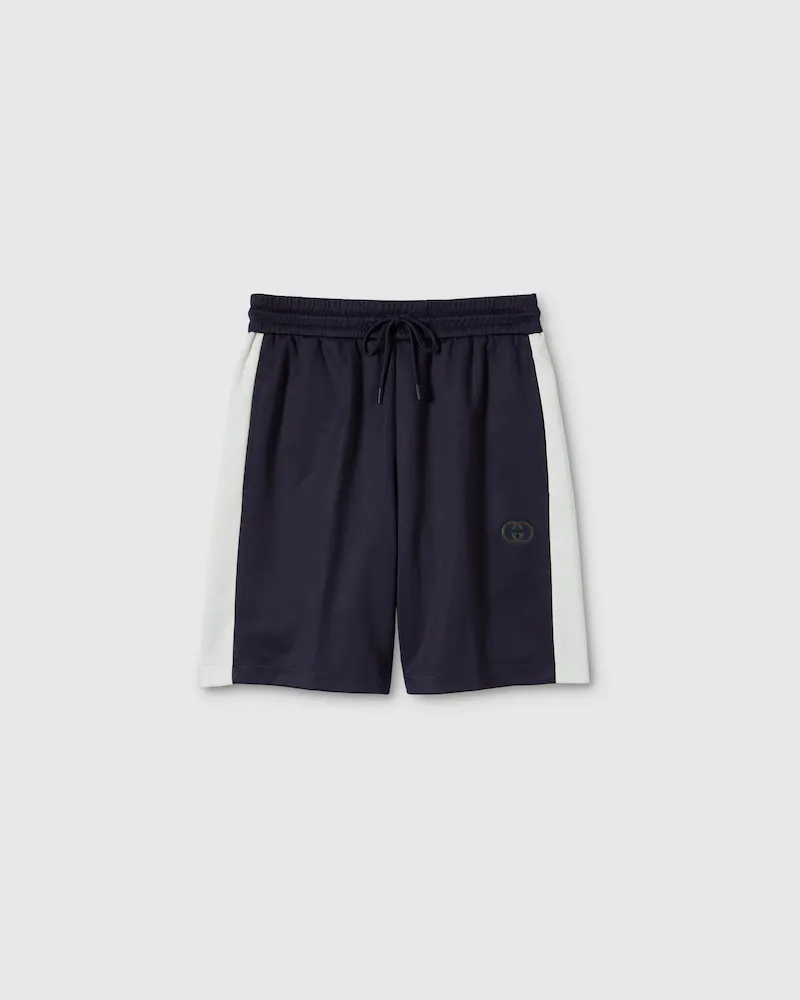 Gucci Shorts aus Technischem Jersey Mit Stickerei, Größe Blau