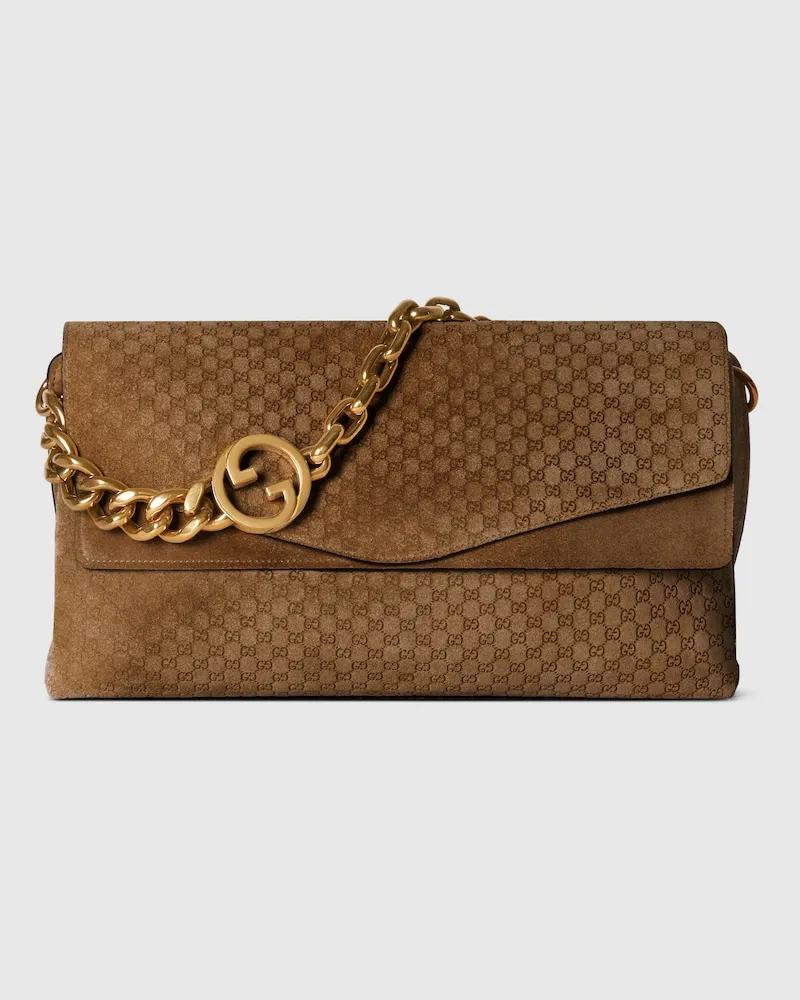 Gucci Große Schultertasche Mit Kette Braun
