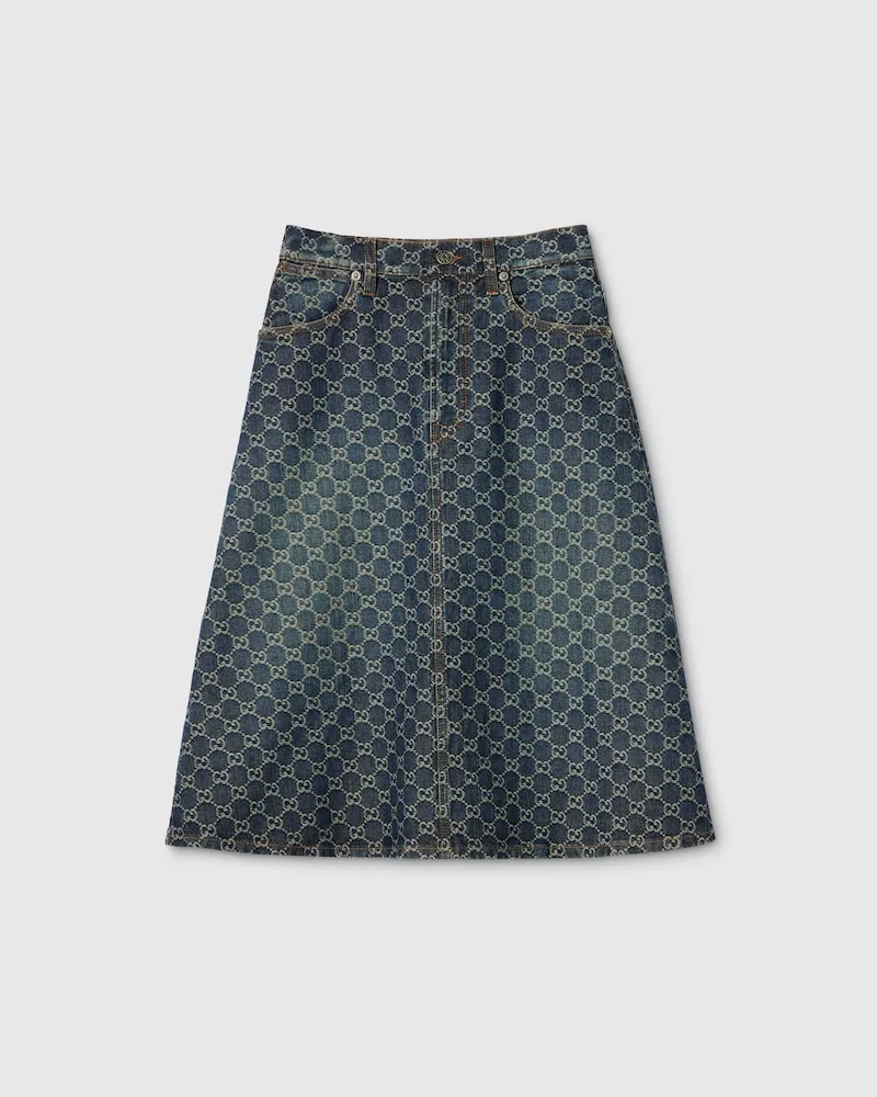 Gucci Rock aus GG Baumwolldenim-Jacquard, Größe Blau