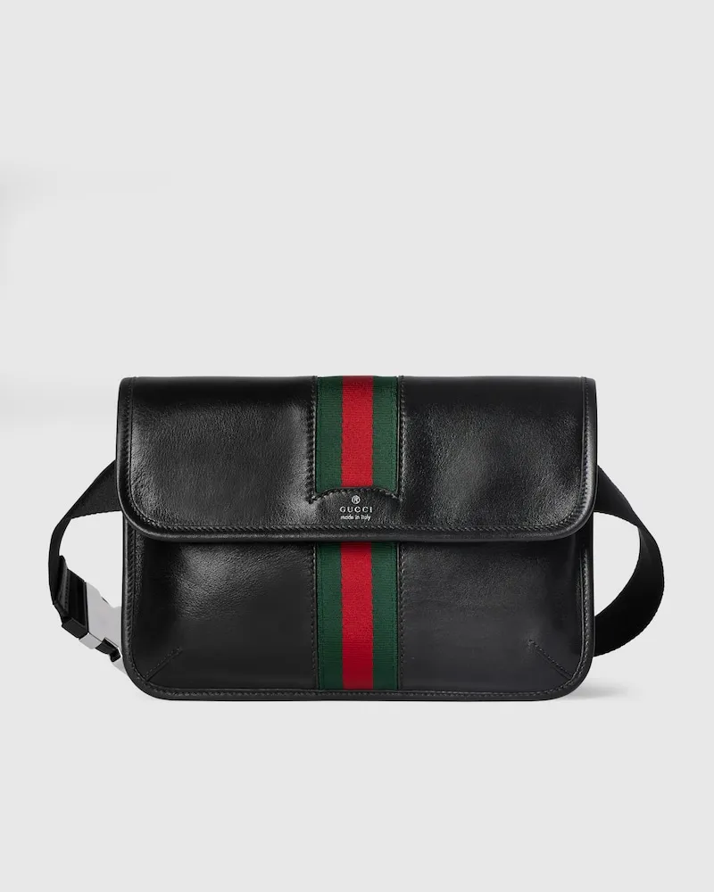 Gucci Kleine Web Trademark Gürteltasche, Größe 90 Schwarz