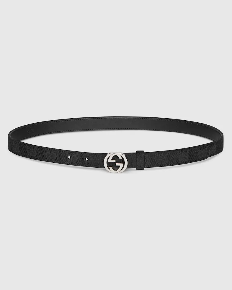 Gucci Ceinture Fine Avec Boucle À Détail GG Enlacés, Taille 95 Noir