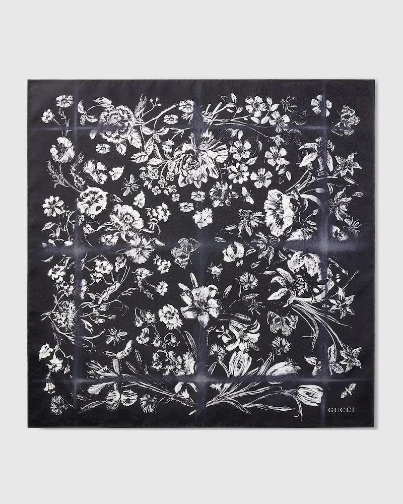 Gucci Einstecktuch aus Baumwoll-Seiden-Jacquard Schwarz