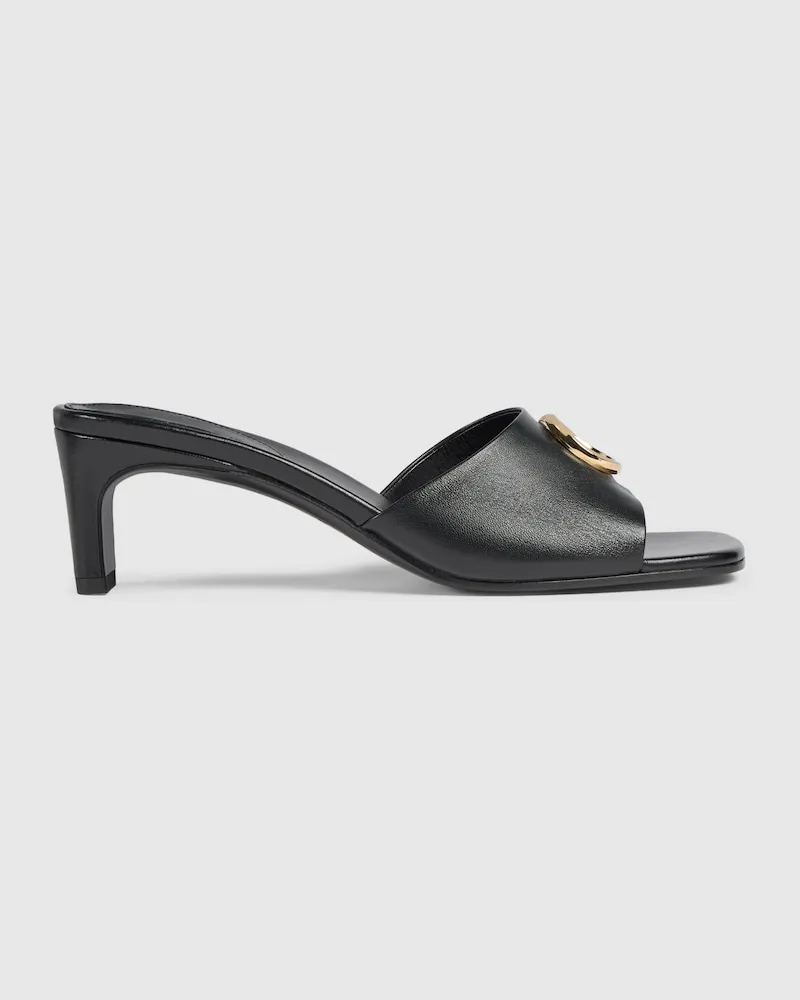Gucci Mules À Glissière Avec Double G Pour Femme, Taille Noir