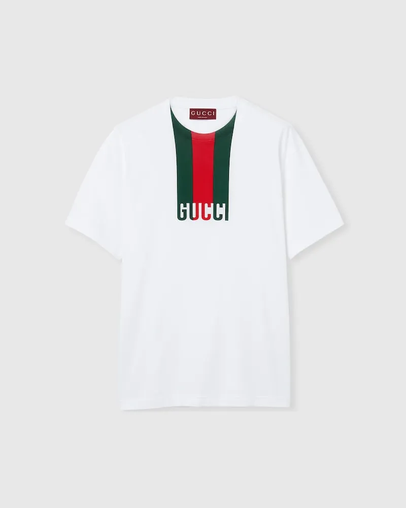 Gucci T-Shirt aus Baumwolljersey Mit Print, Größe Weiß