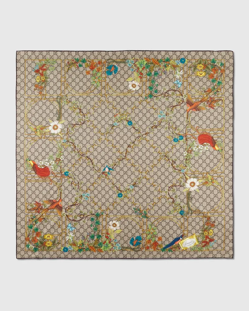 Gucci Vierecktuch aus Seidentwill Mit Print Beige