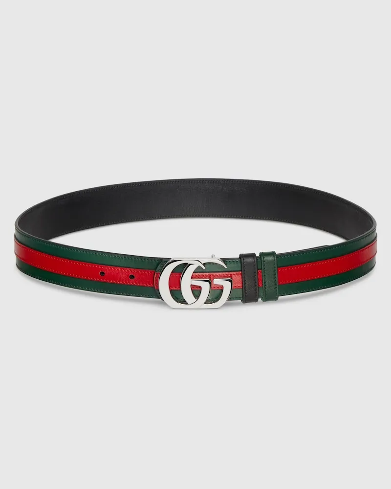Gucci Wendbarer Cut GG Marmont Gürtel Grün