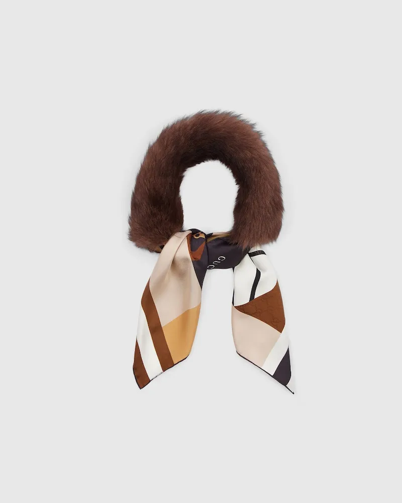 Gucci Halsschleife aus Flauschigem Stoff Und Seide Braun