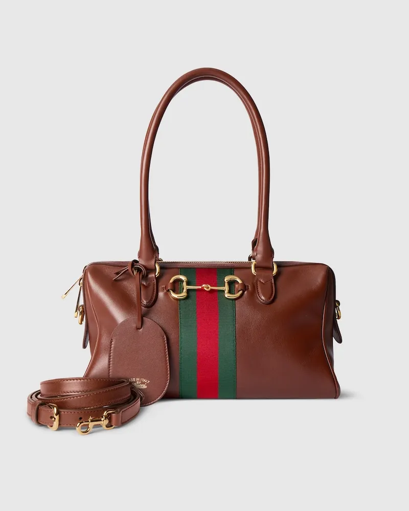 Gucci Mittelgroße Borsetto Boston Bag Braun