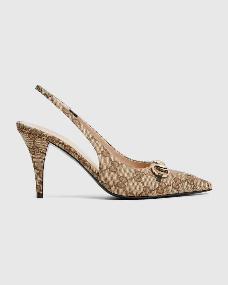 Gucci Damenpumps Mit Fersenriemchen Und Horsebit, Größe Beige