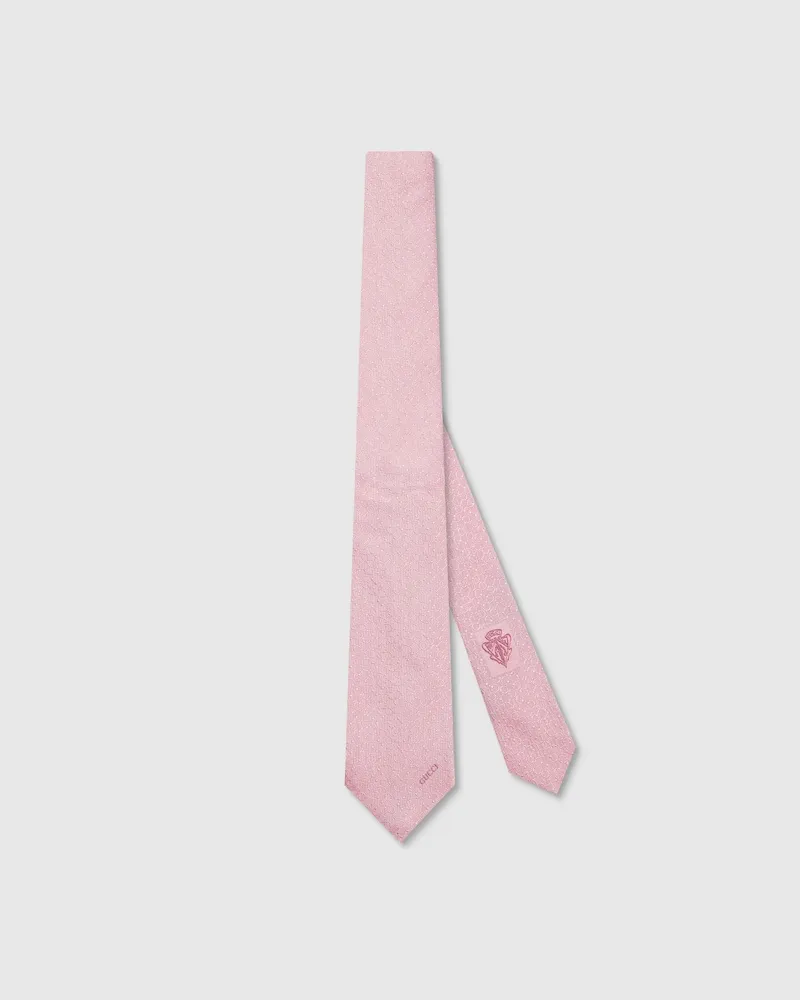 Gucci Krawatte aus Seidenjacquard mit Horsebit Pink