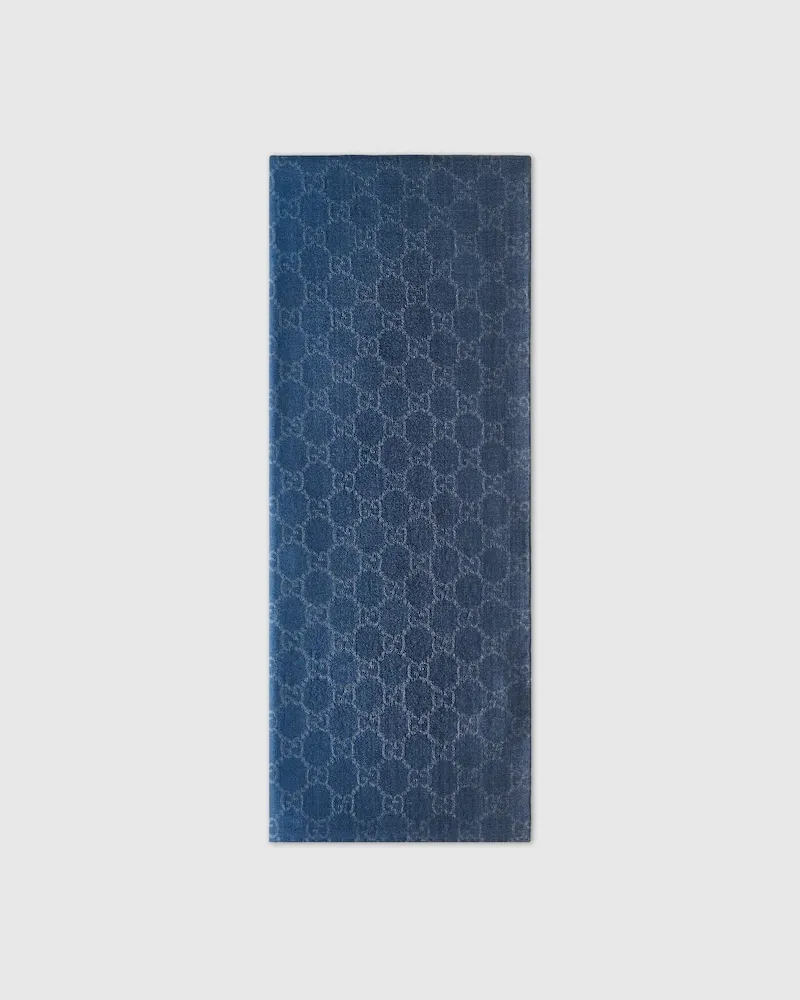 Gucci Stola aus GG Woll- Und Seidenjacquard Blau