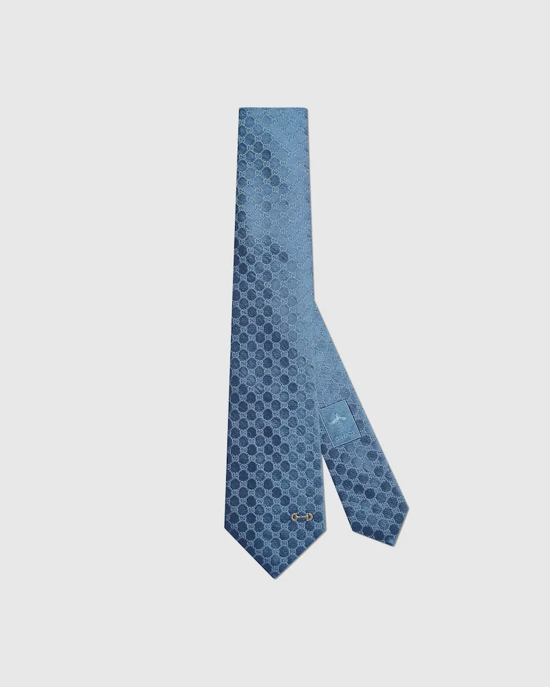 Gucci Krawatte aus GG Seidenjacquard Blau