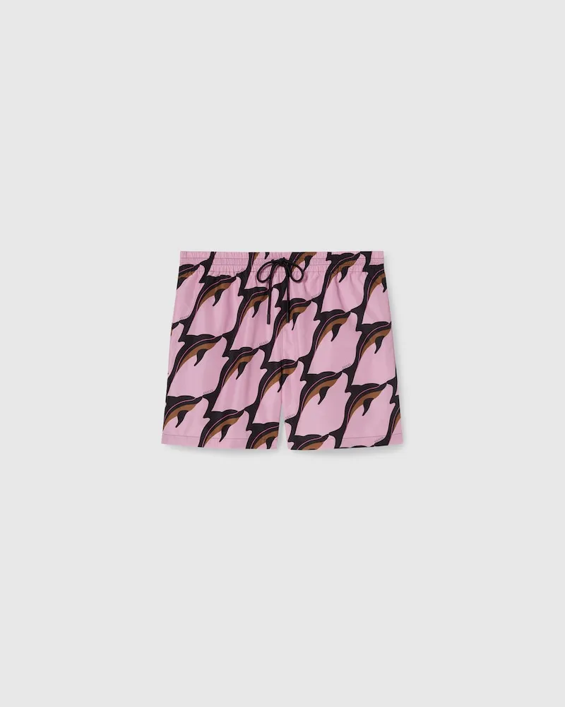 Gucci Badeshorts aus Technischem Popeline Mit Print, Größe Pink