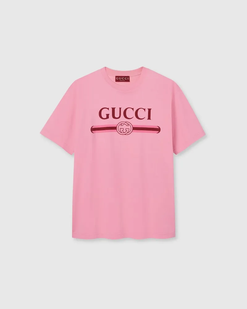 Gucci T-Shirt aus Baumwolljersey Mit Print, Größe Pink