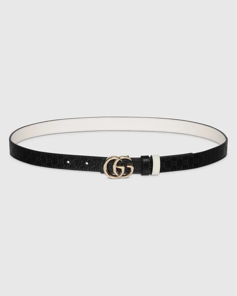 Gucci Ceinture Fine Réversible GG Marmont, Taille 95 Noir