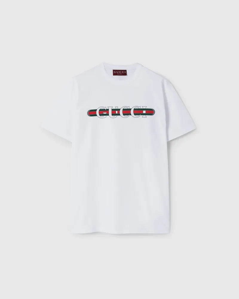 Gucci T-shirt En Jersey De Coton Imprimé, Taille Blanc