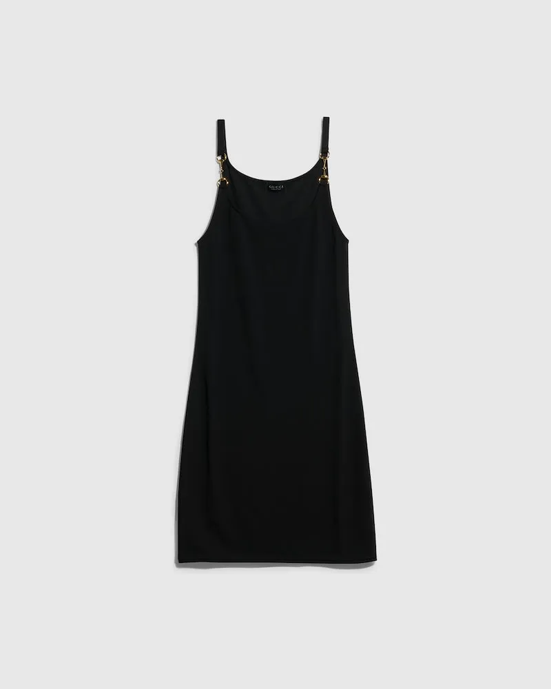 Gucci Viscose Crêpe Jersey Dress With Horsebit, Größe Schwarz