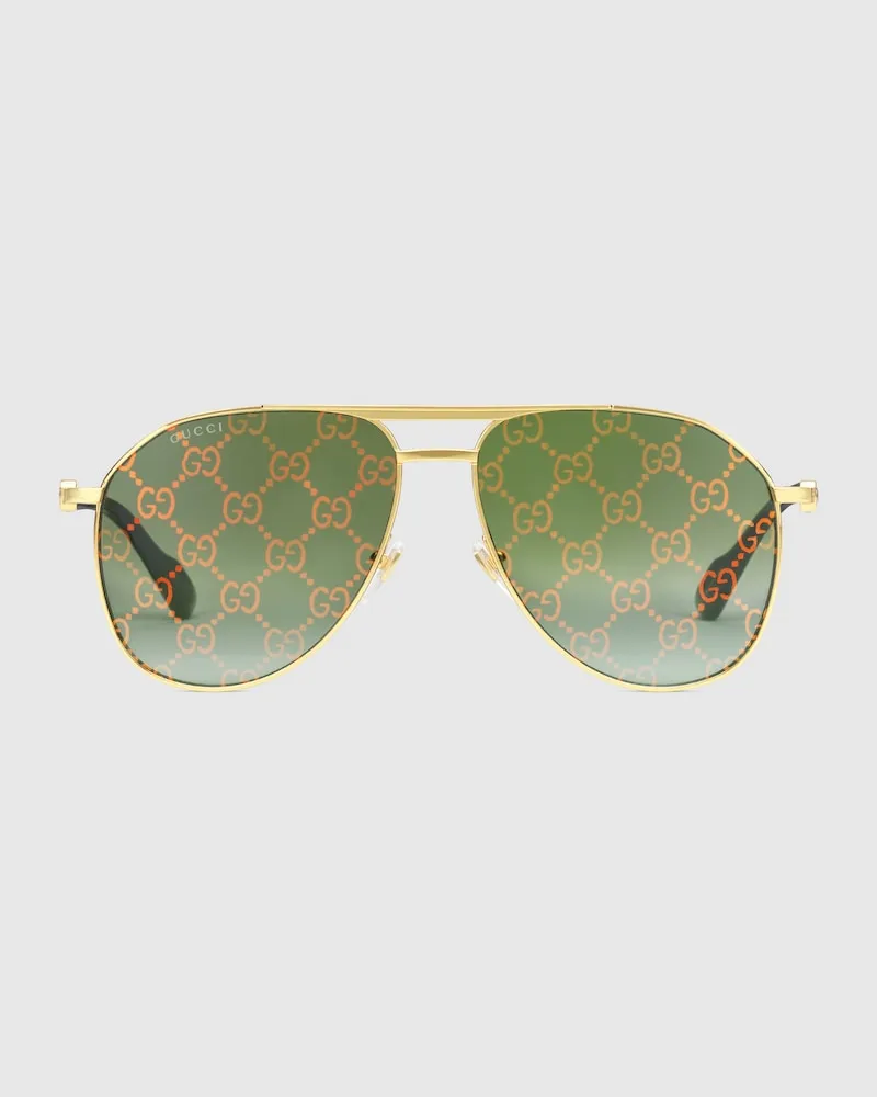 Gucci Sonnenbrille Mit Rahmen Im Pilotenstil Gold