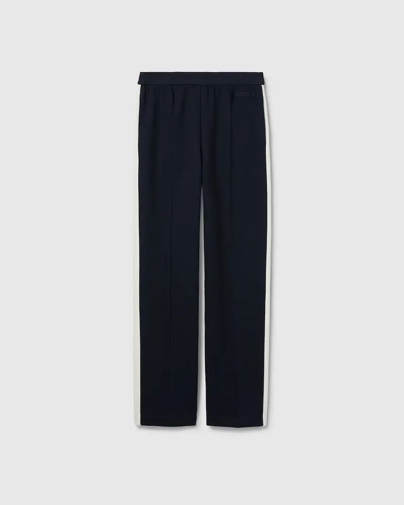 Gucci Hose aus Baumwolljersey Mit Stickerei, Größe Blau