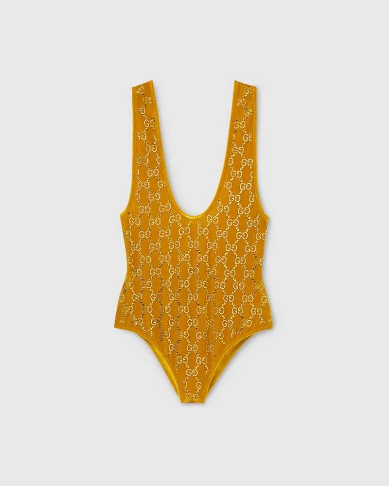 Gucci Body aus Chenille Mit GG Kristallen, Größe Orange