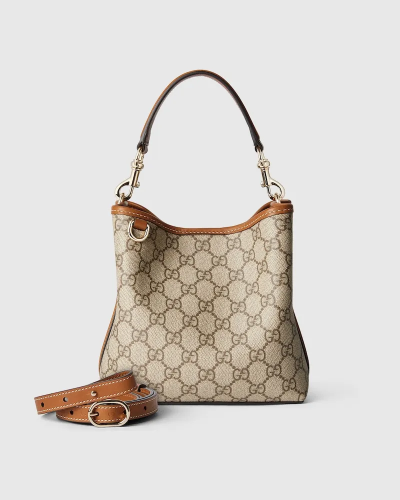 Gucci Kleine GG Emblem Bucket Bag Beige