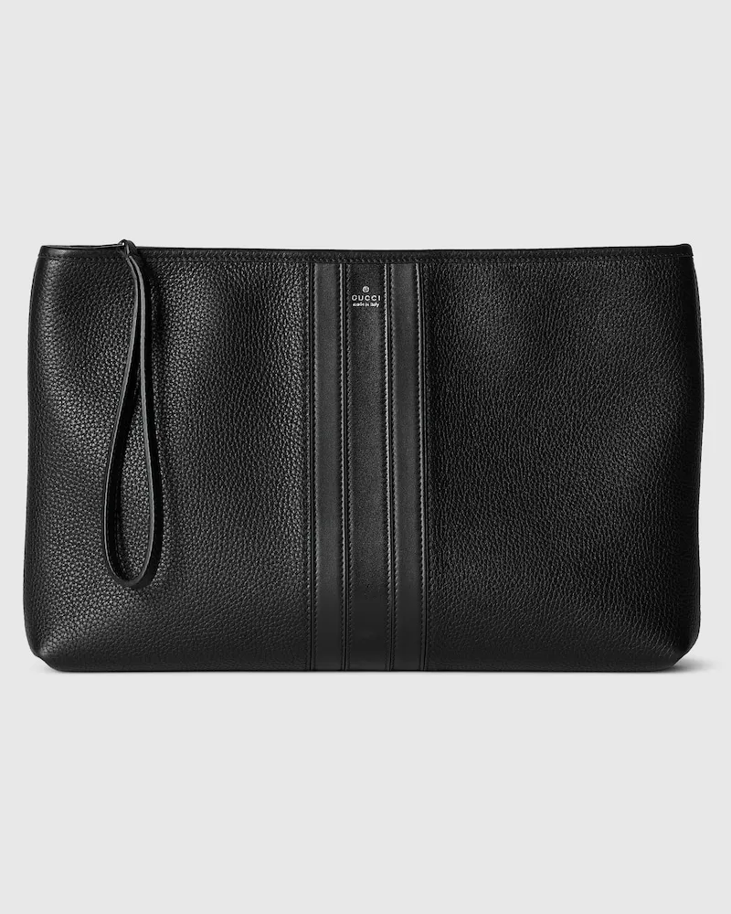 Gucci Web Trademark Mittleres Portfolio-Etui Schwarz