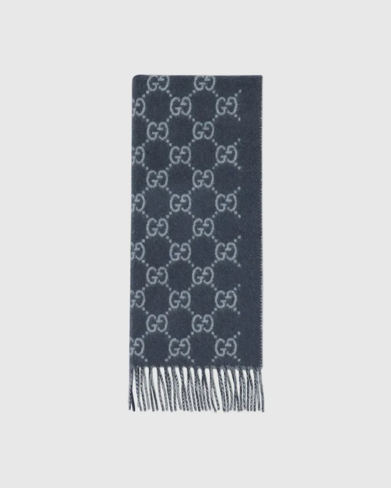 Gucci Schal aus GG Kaschmir Blau