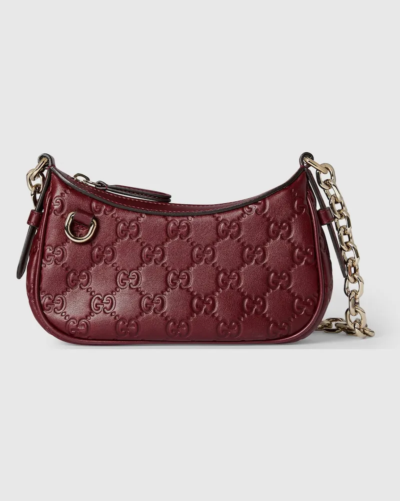 Gucci GG Emblem Mini-Schultertasche Bordeauxrot