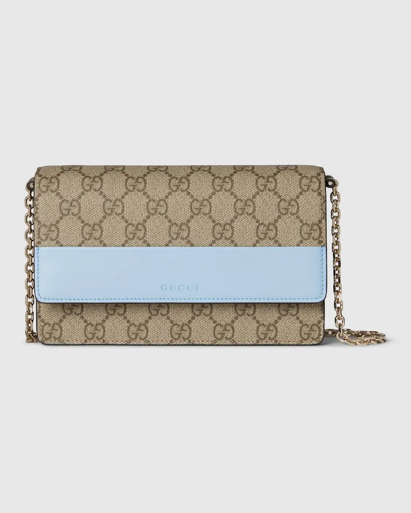 Gucci GG Emblem Brieftasche Mit Kettenriemen Blau