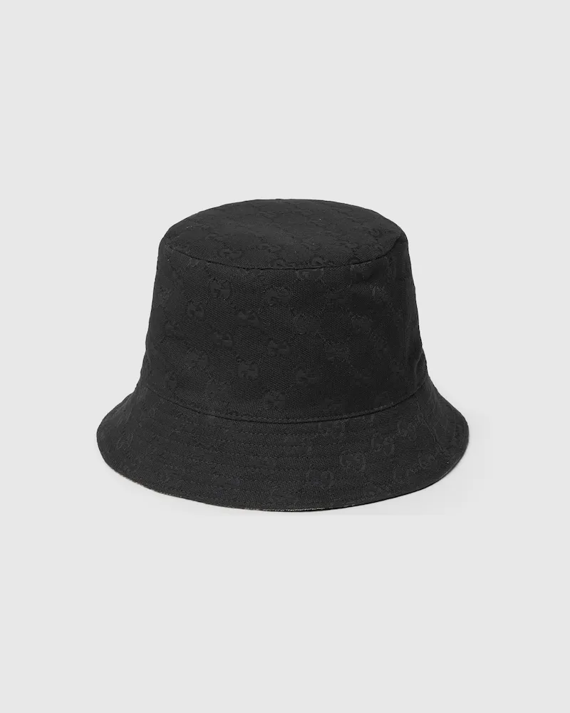 Gucci Wendbarer Fischerhut aus GG Canvas, Größe Schwarz
