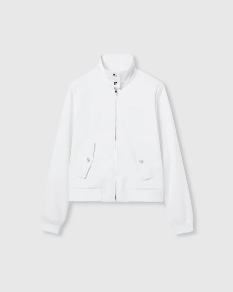 Gucci Jacke aus GG Jacquard Mit Reißverschluss, Größe Weiß