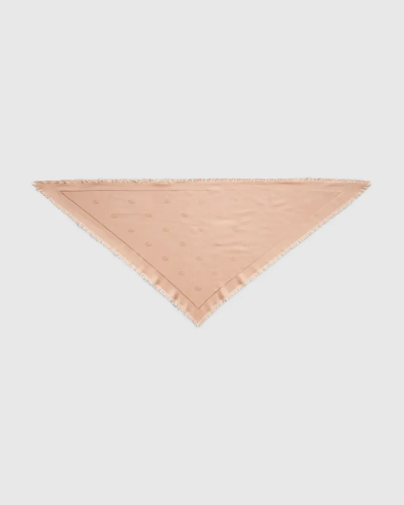 Gucci Halstuch aus Seide Und Wolle mit Doppel G Beige