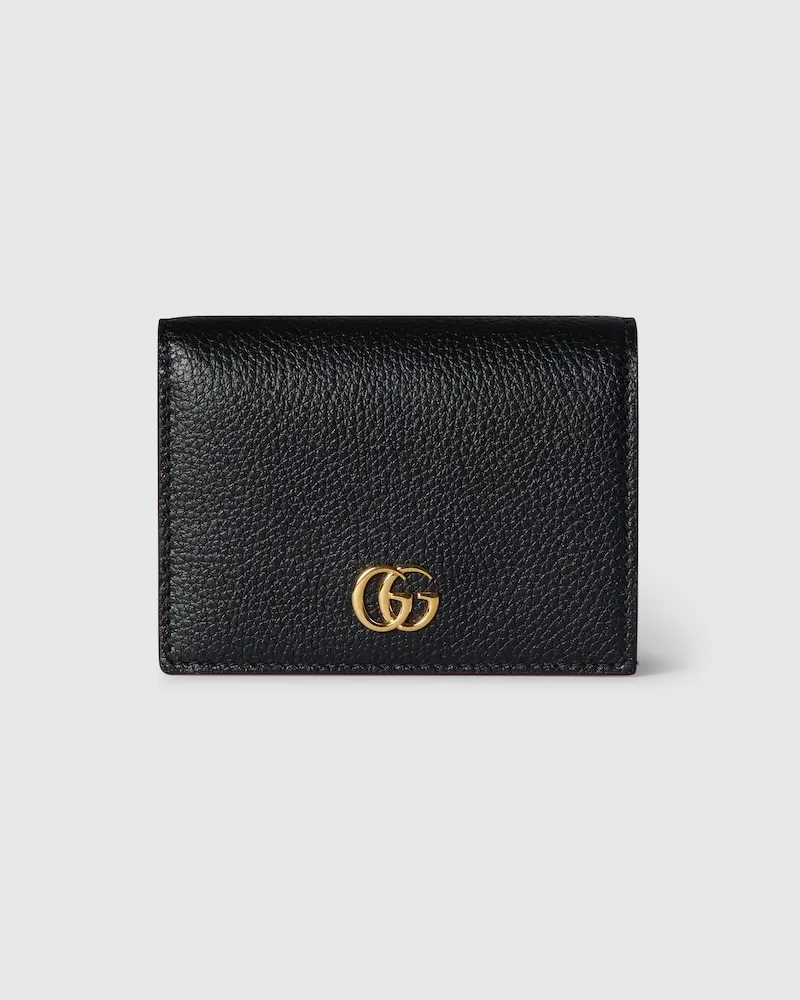 Gucci Kleine, Zweifarbige GG Marmont Brieftasche Schwarz