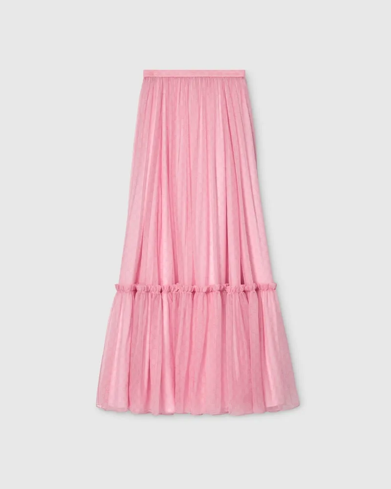Gucci Maxirock aus Seidenchiffon Mit Print, Größe Pink