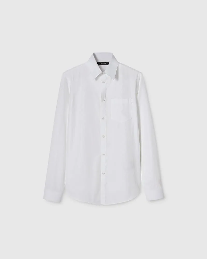 Gucci Hemd aus GG Baumwollpopeline, Größe Weiß