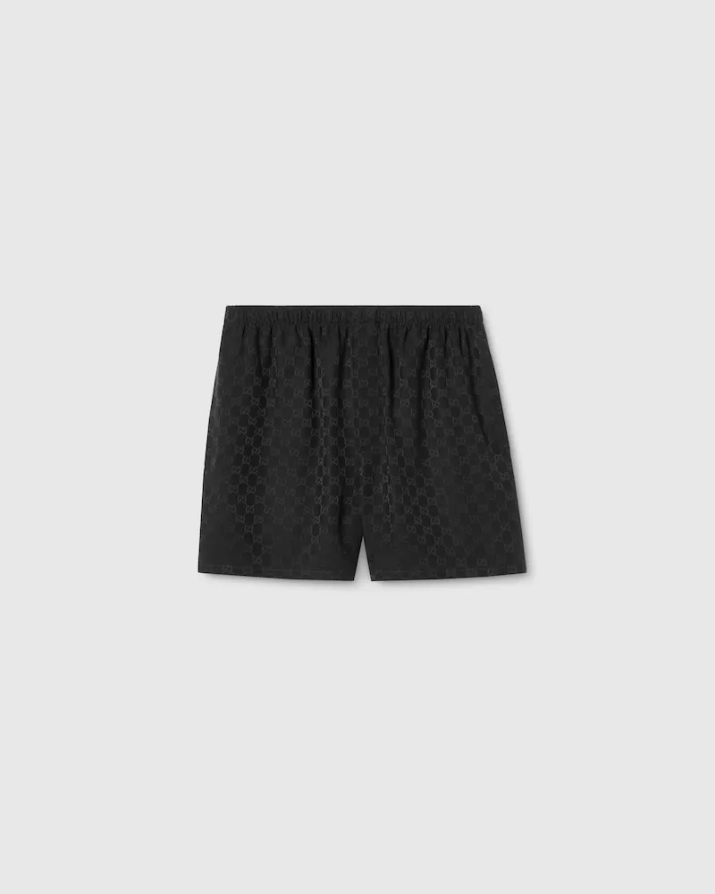 Gucci Badeshorts aus GG Seidenjacquard, Größe Schwarz