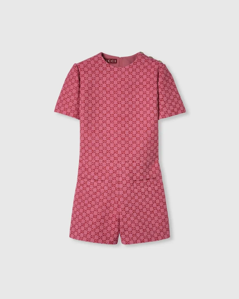 Gucci Jumpsuit aus GG Baumwollbouclé, Größe Pink