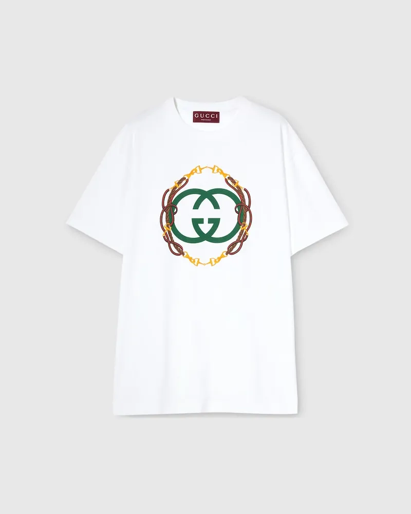 Gucci T-Shirt aus Baumwolljersey Mit Print, Größe Weiß